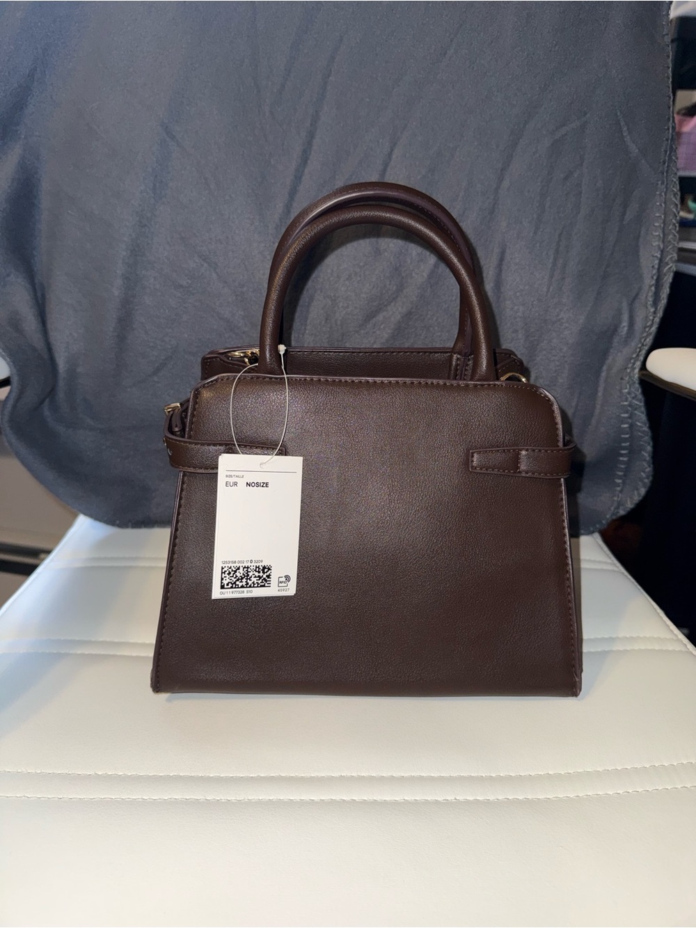H&M Dark Brown Structured Top-Handle Satchel